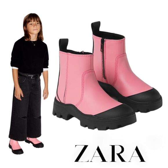 ZARA Kids | Pink | RUBBERIZED ANKLE BOOTS - Picture 1 of 9